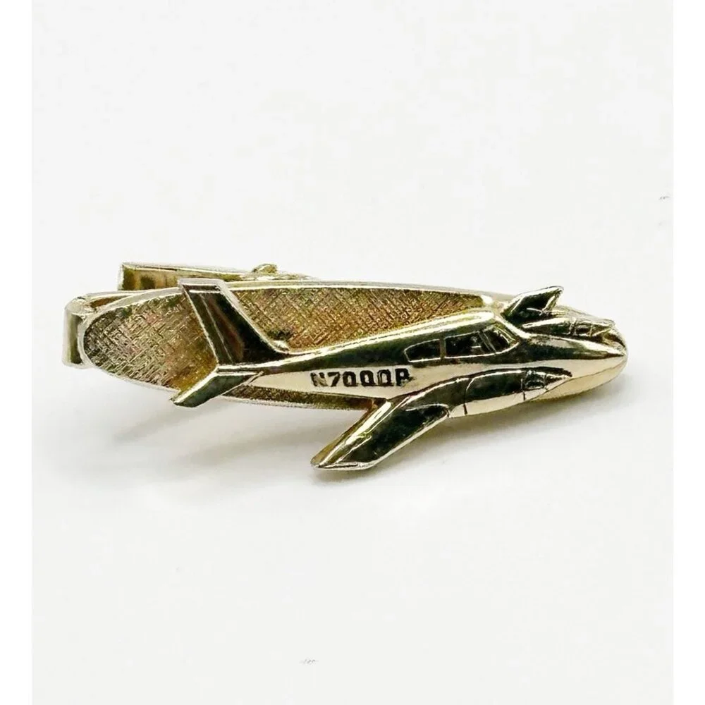 Vintage Gold Tone Balfour Tie Clip Bar Airplane‎ N7000P